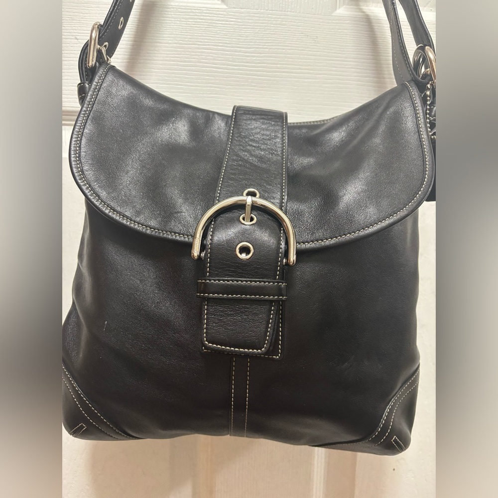 Coach VINTAGE SoHo G3S-9481 Flap Black Leather Shoulder Bag EUC